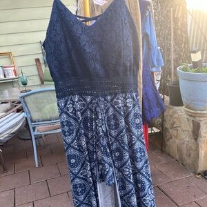 No Boundaries Deep Blue Lace Dress